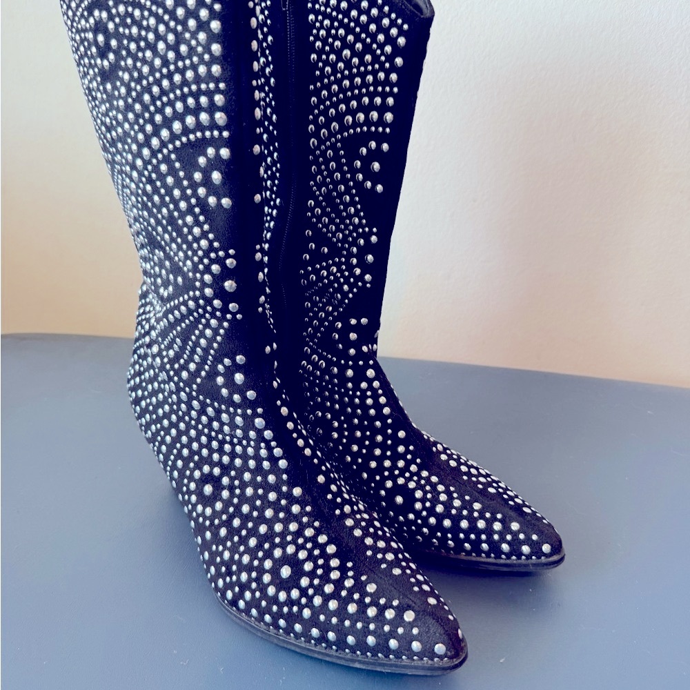 Coconuts by Matisse Black and Silver Studded Heeled Boots